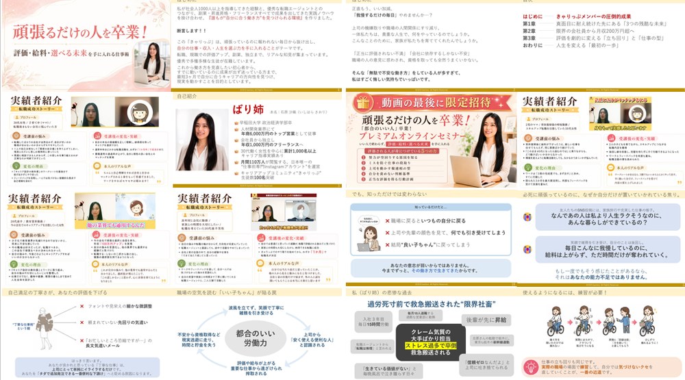 コンテンツ資料（キャリアアップ完全マスター講座）の中身イメージ